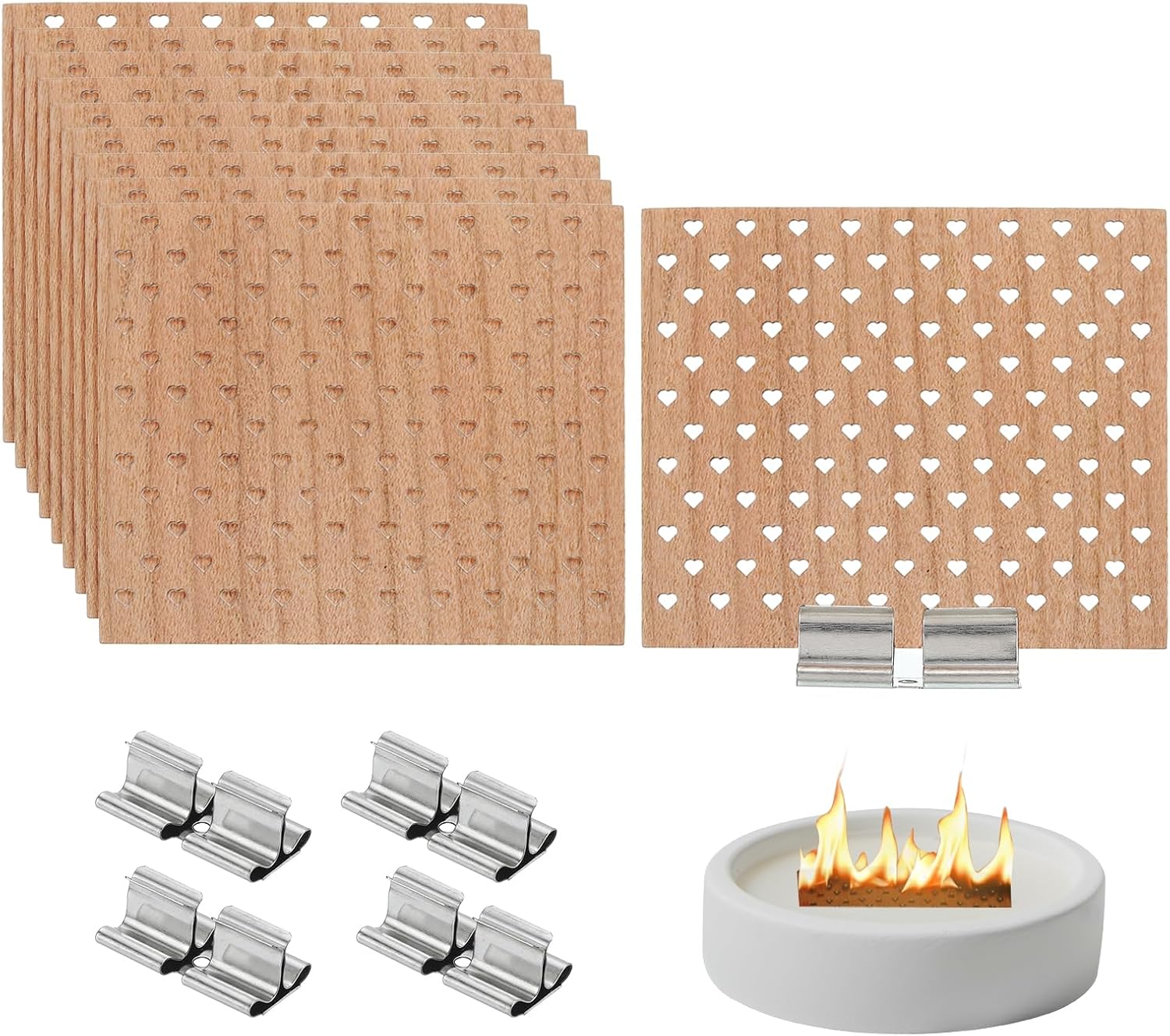 PATIKIL 10 Set Wood Wicks for Candle Making with Metal Clamps