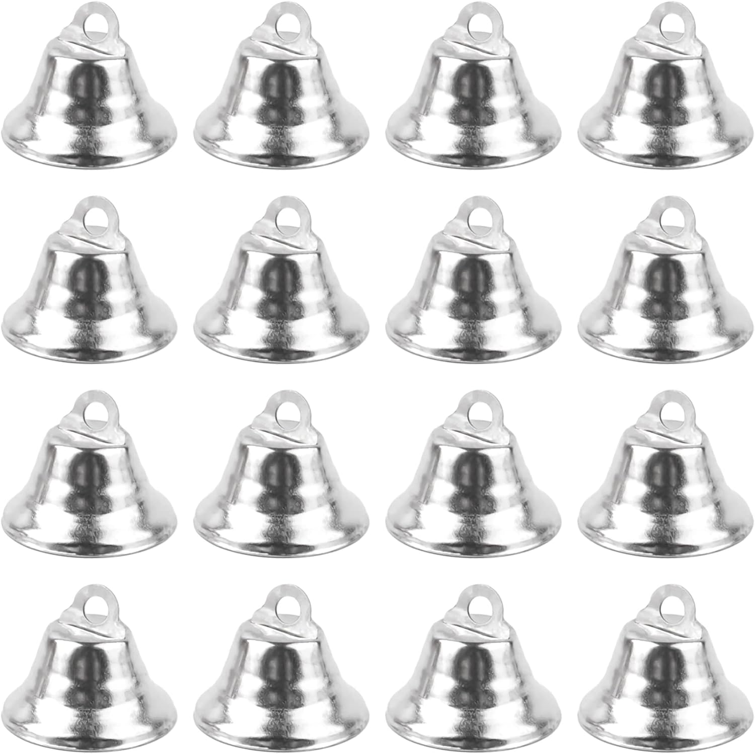 Framendino 20 Pack Mini Jingle Bells with Hooks Silver
