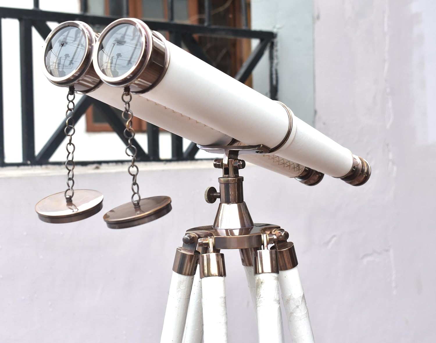 Brass Floor Standing Binoculars with Tripod - Nautical Decor