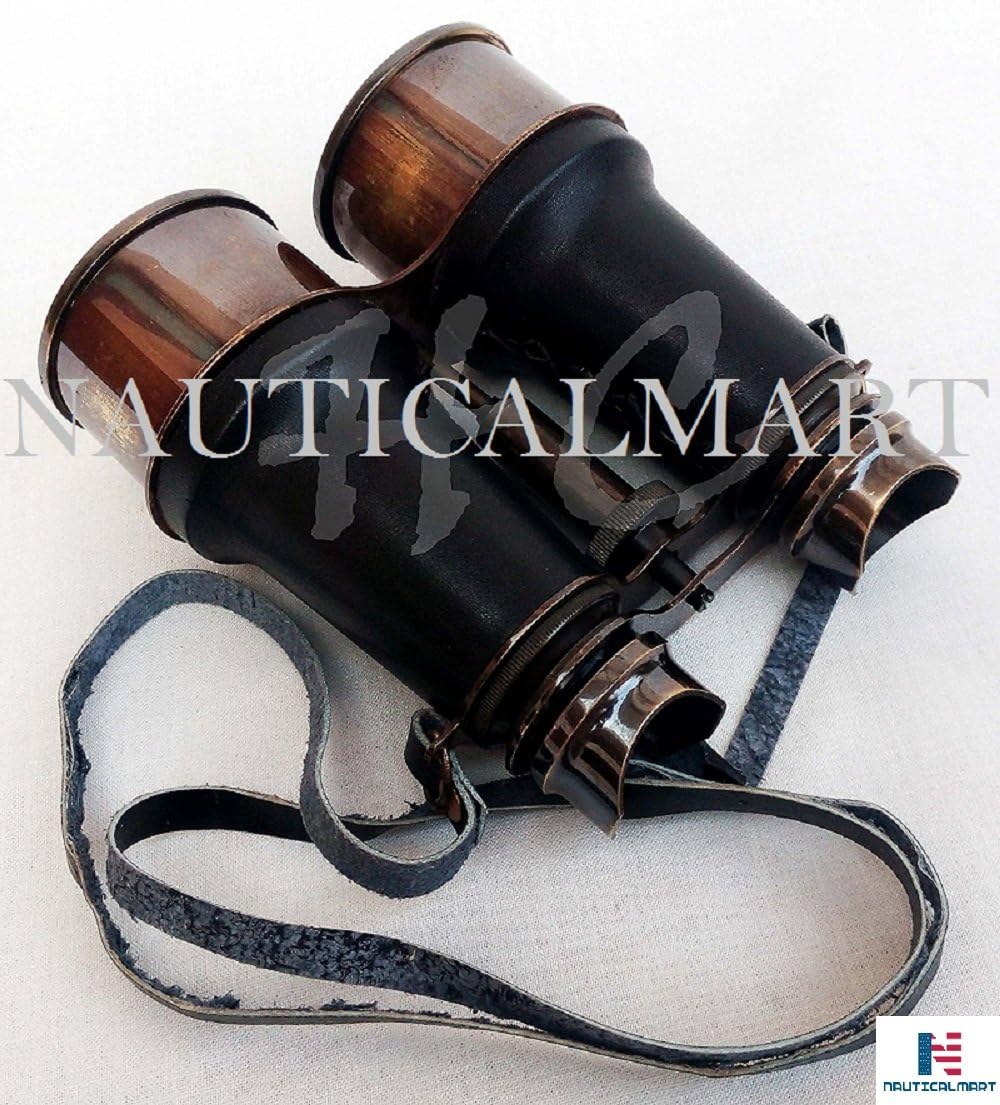 NauticalMart Marine Brass Binocular with Leather Strap