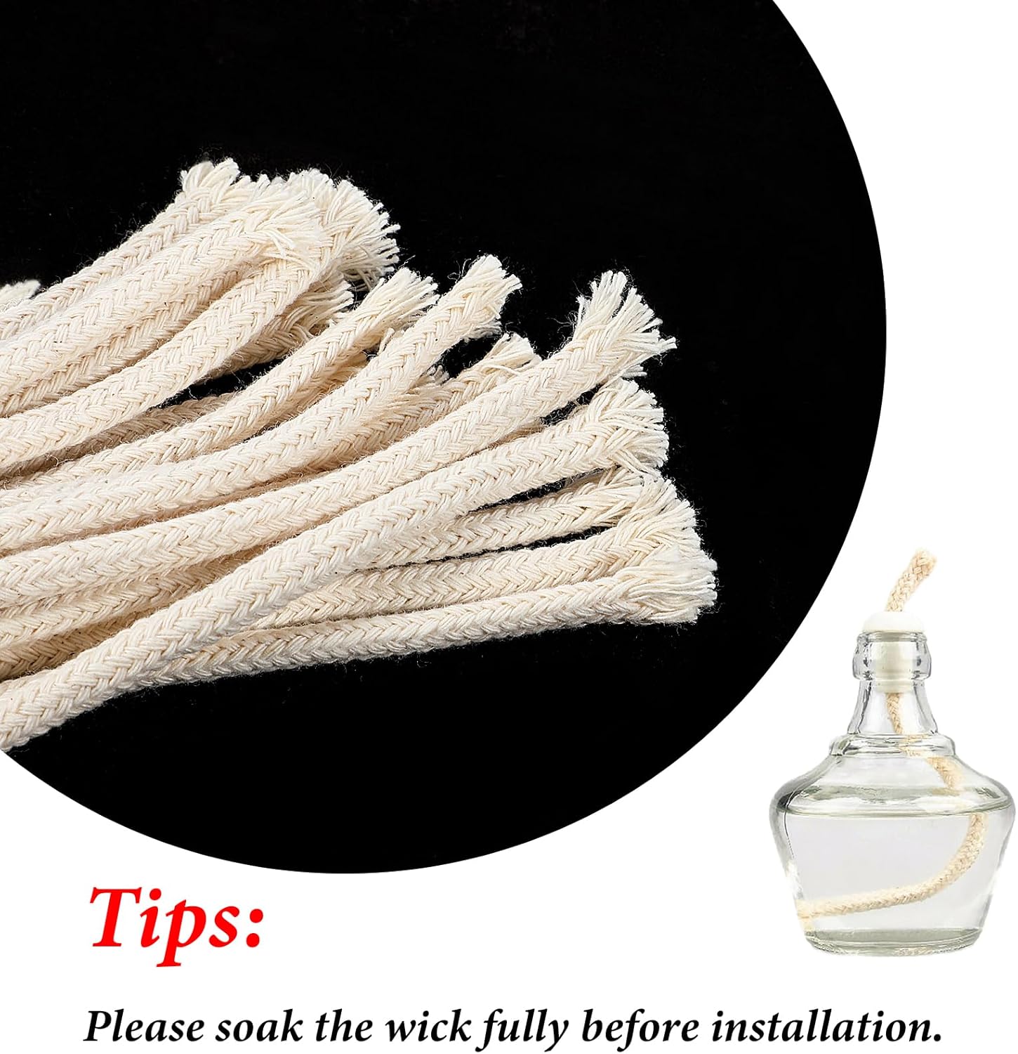 20 Pcs Cotton Braided Lamp Wicks for Oil Lamps and Candles