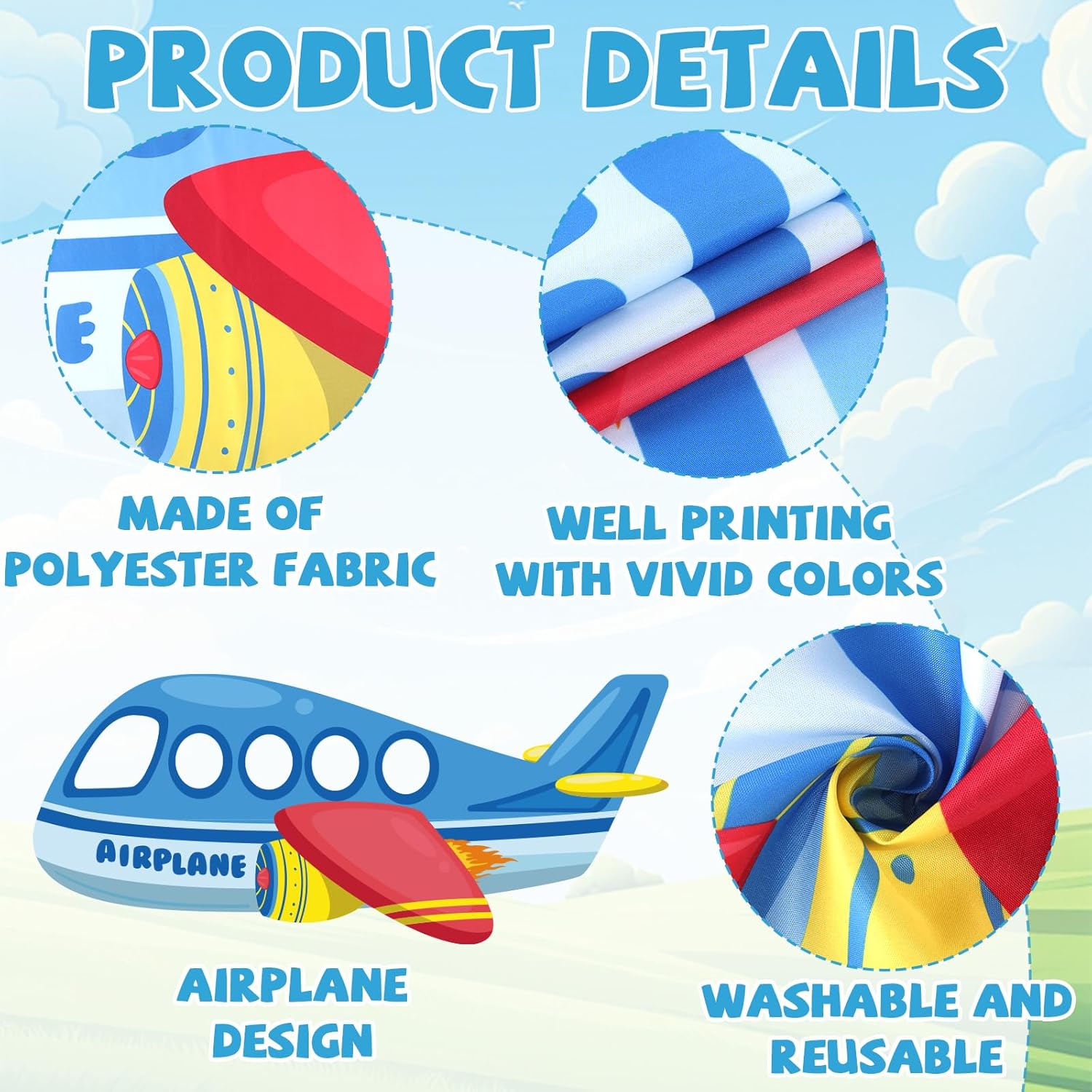 Airplane Photo Prop Selfie Frame Birthday Party Decor 74x30in