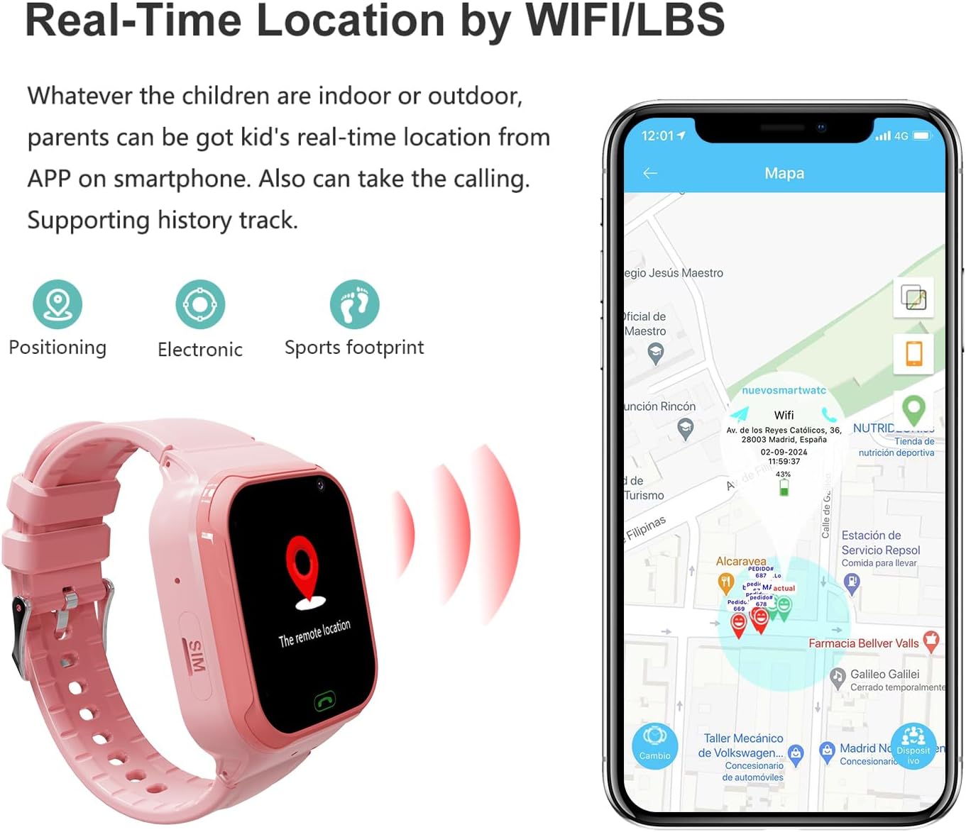 4G Kids Smart Watch with GPS Tracking and SOS Alarm