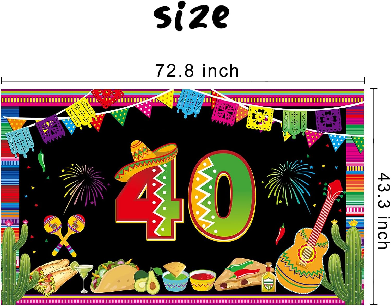 Happy 40th Birthday Banner Backdrop Decor for Men Women