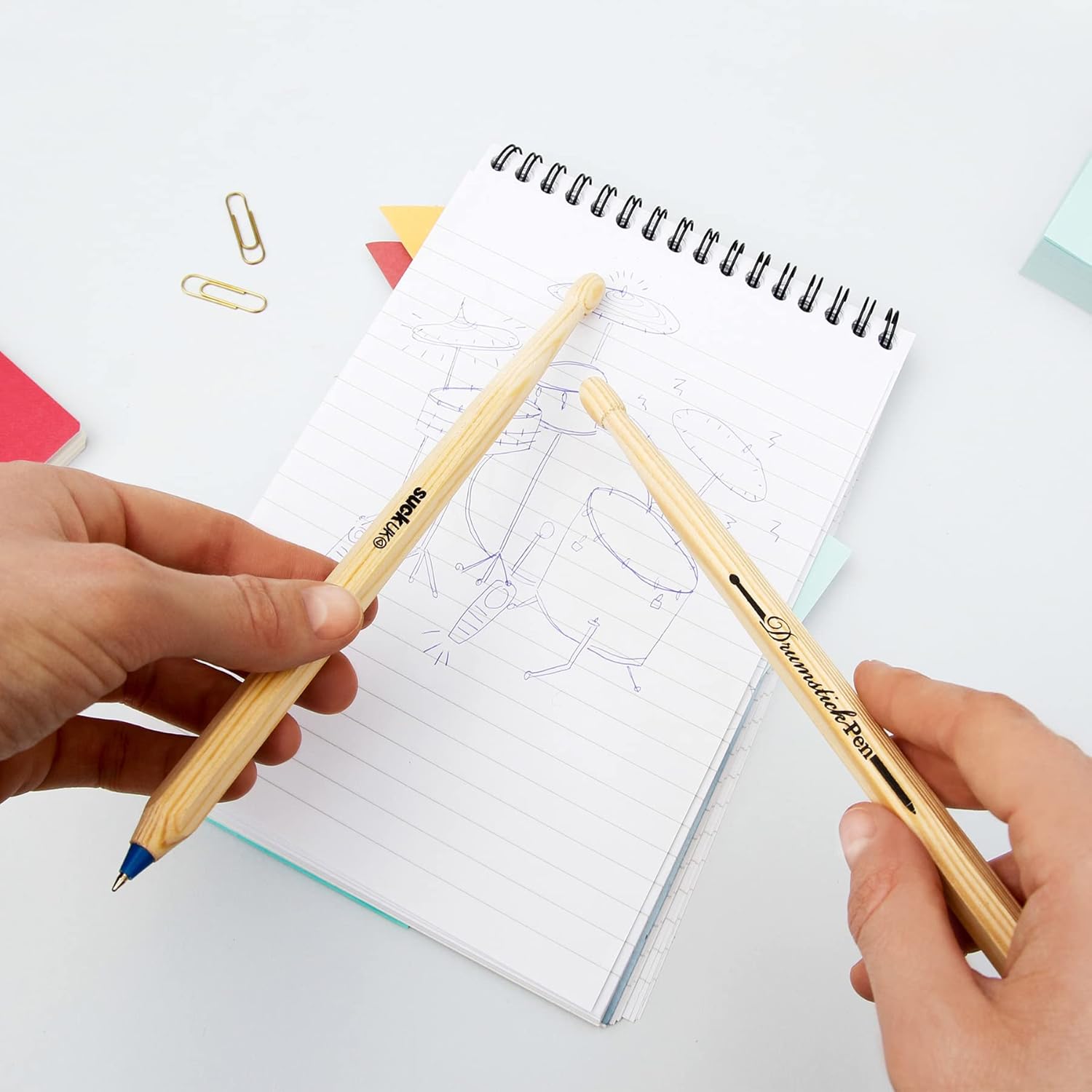Suck UK Drumsticks Ballpoint Pens - Set of 2 Blue Pens