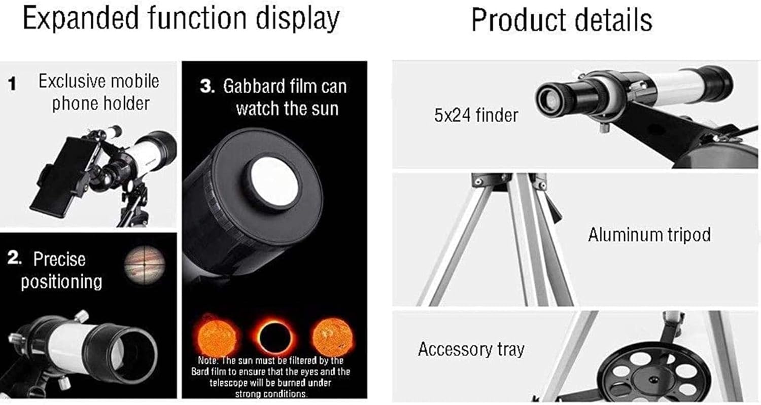 Kids Astronomy Telescope with 70mm Aperture and 400mm AZ Mount