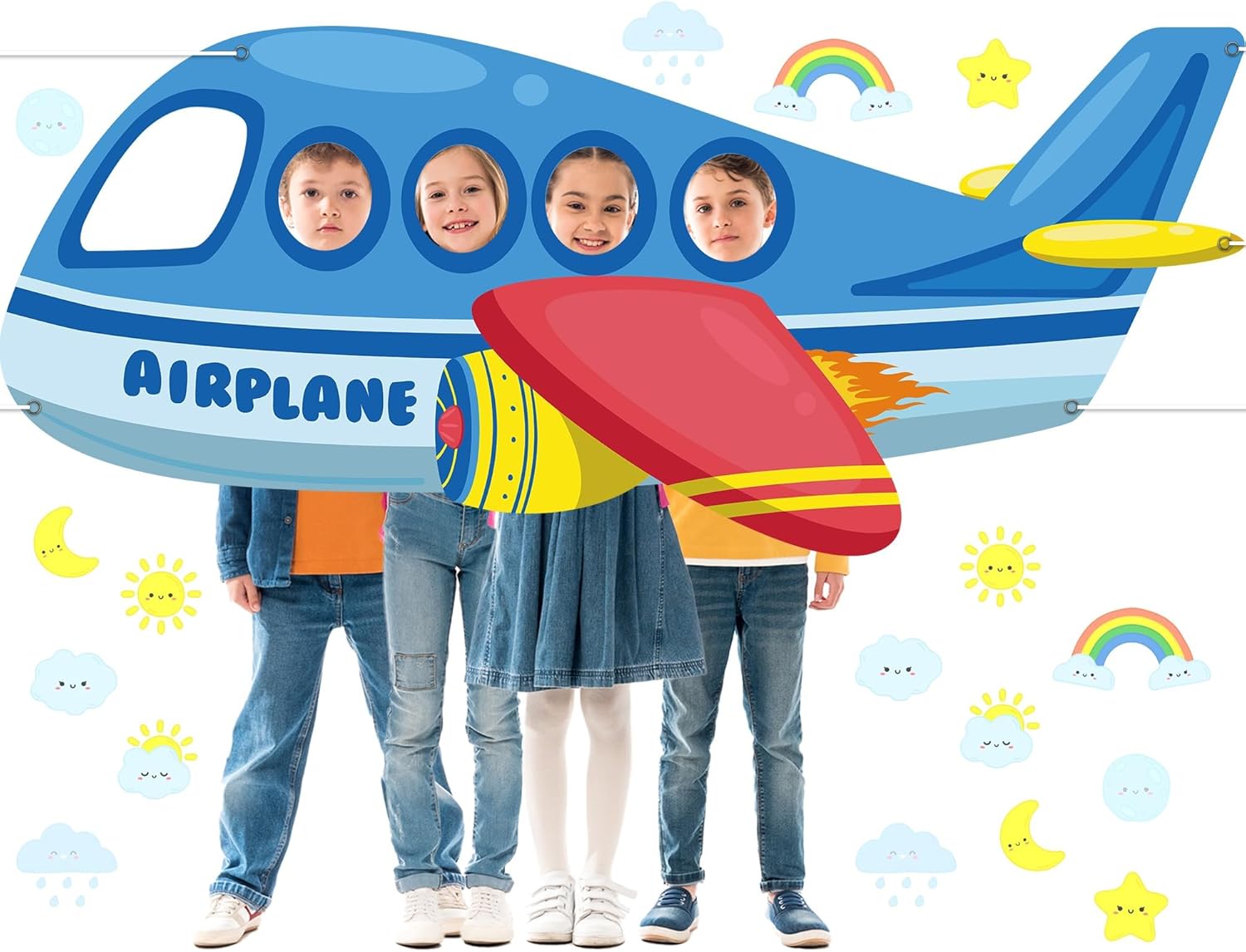 Airplane Photo Prop Selfie Frame Birthday Party Decor 74x30in