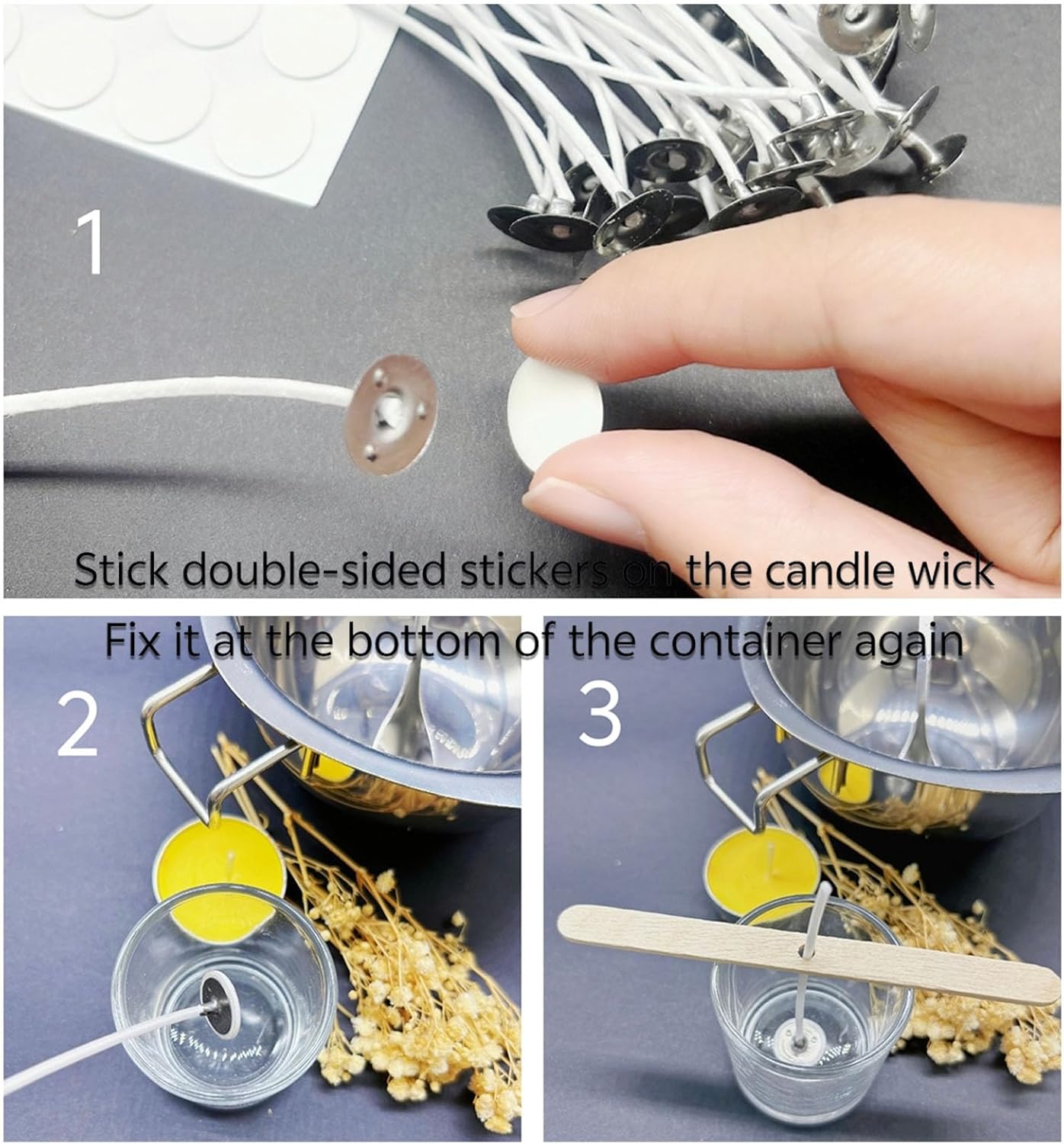 100Pcs Candle Wicks 8 Inch Set with Accessories