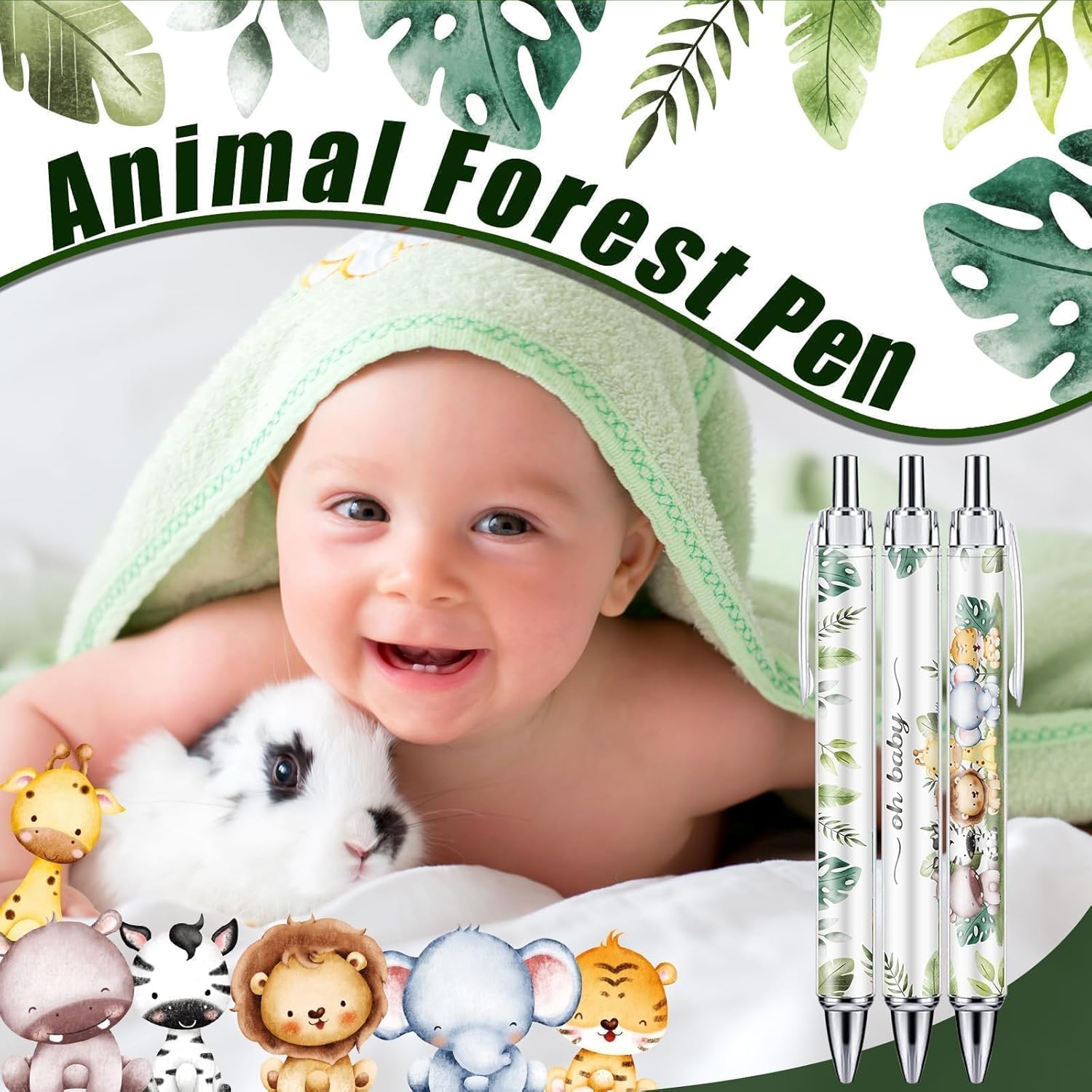 97 Pieces Baby Shower Gift Set Pens Keychains Cards