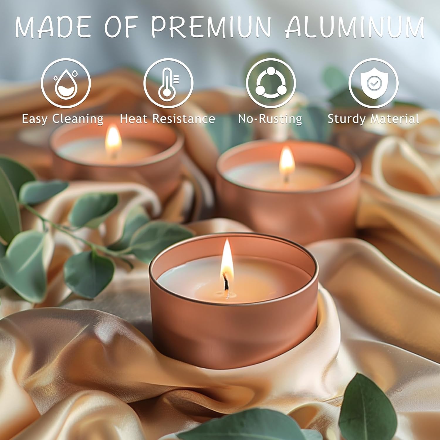 SUPMIND 48 Pack Rose Gold Candle Tins with Lids for Candle Making