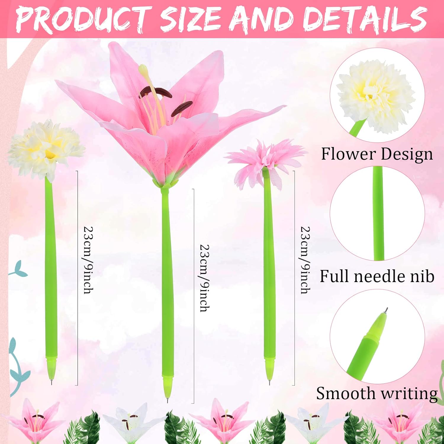 BBTO 24 Pcs Flower Pens Set for Women Gift