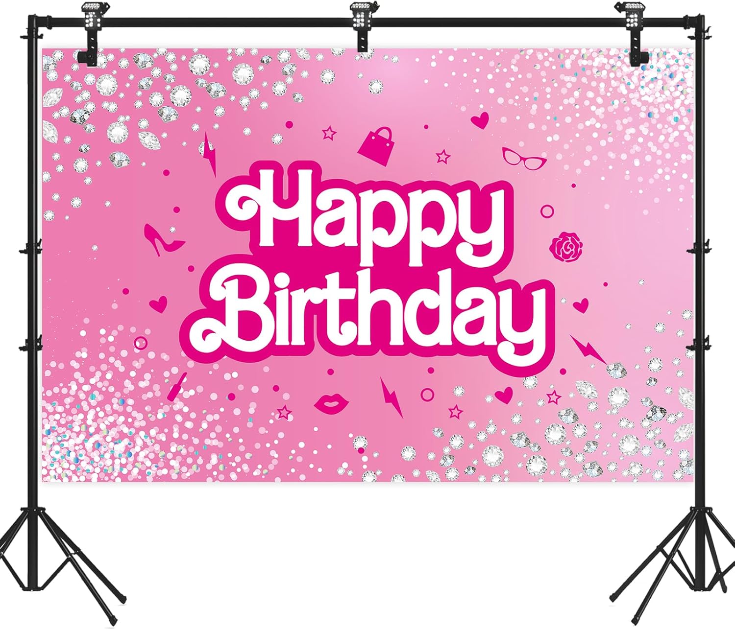 Pink Doll Themed Birthday Backdrop 5x3ft