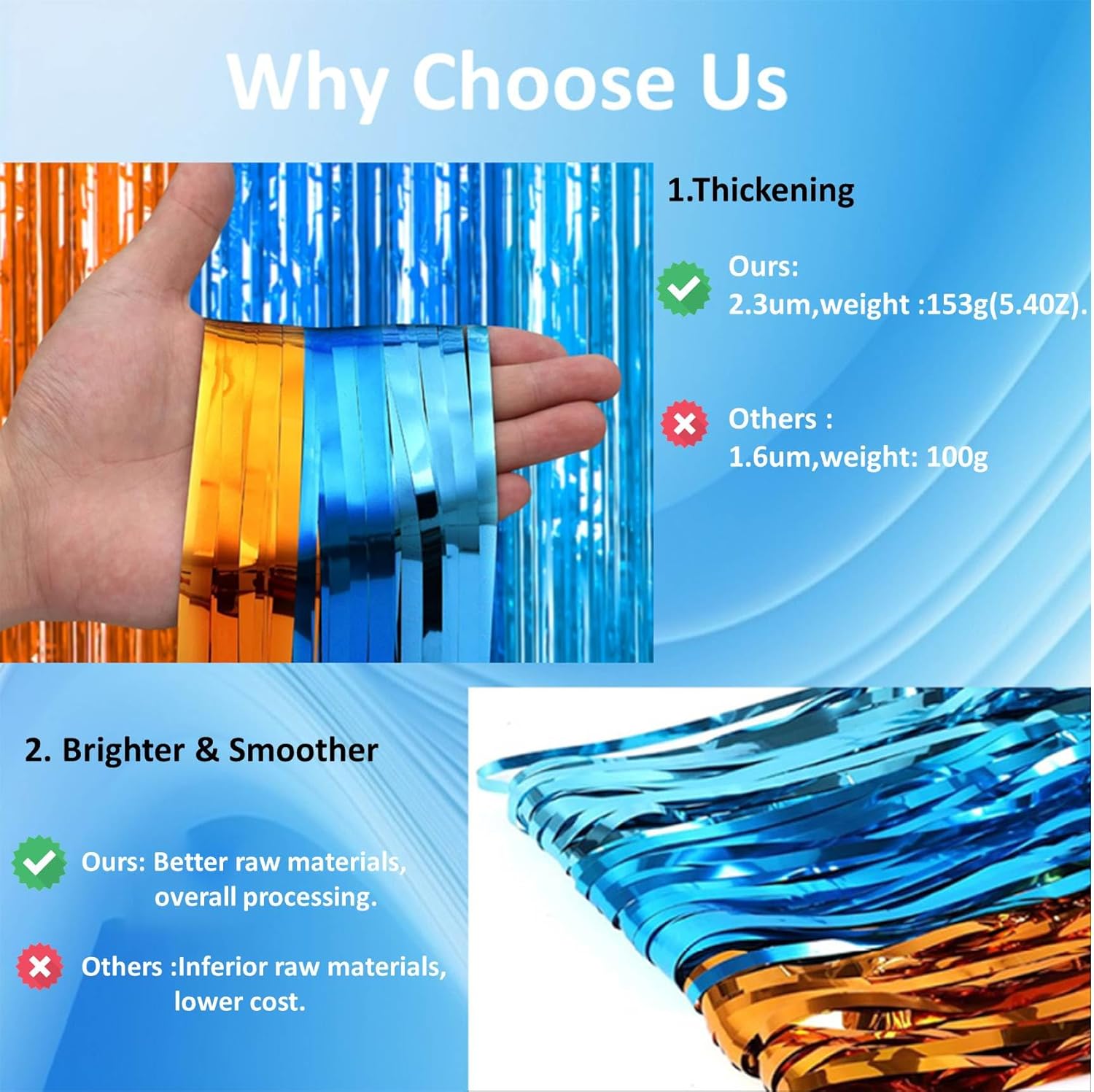 2 Pack Blue and Orange Streamers Party Decorations