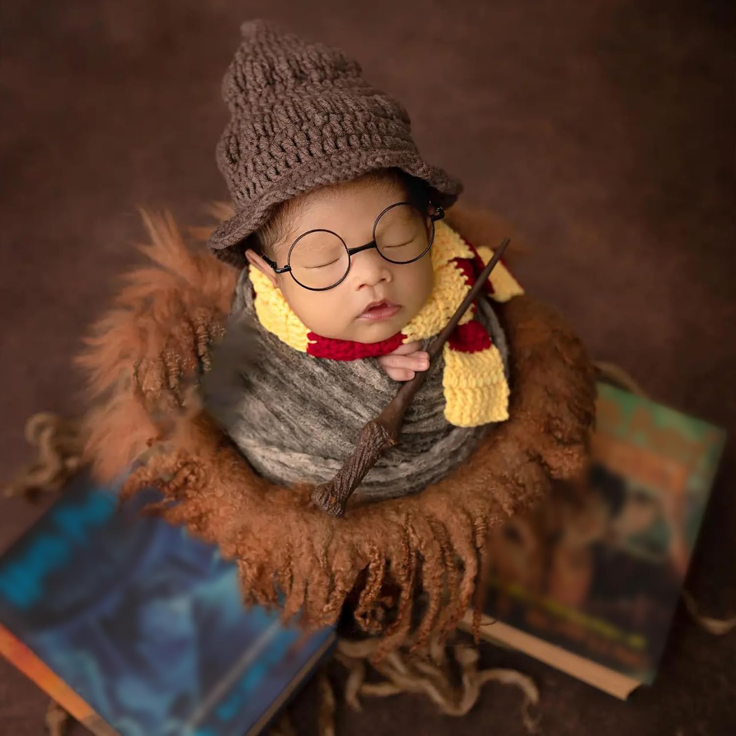 4PCS Newborn Wizard Costume Props Set