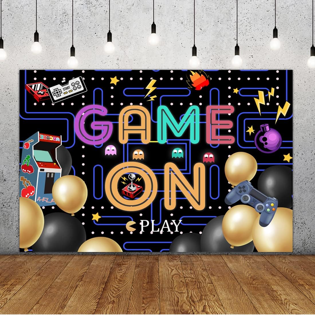 Lofaris 5x3ft Colorful Lights Game On Backdrop