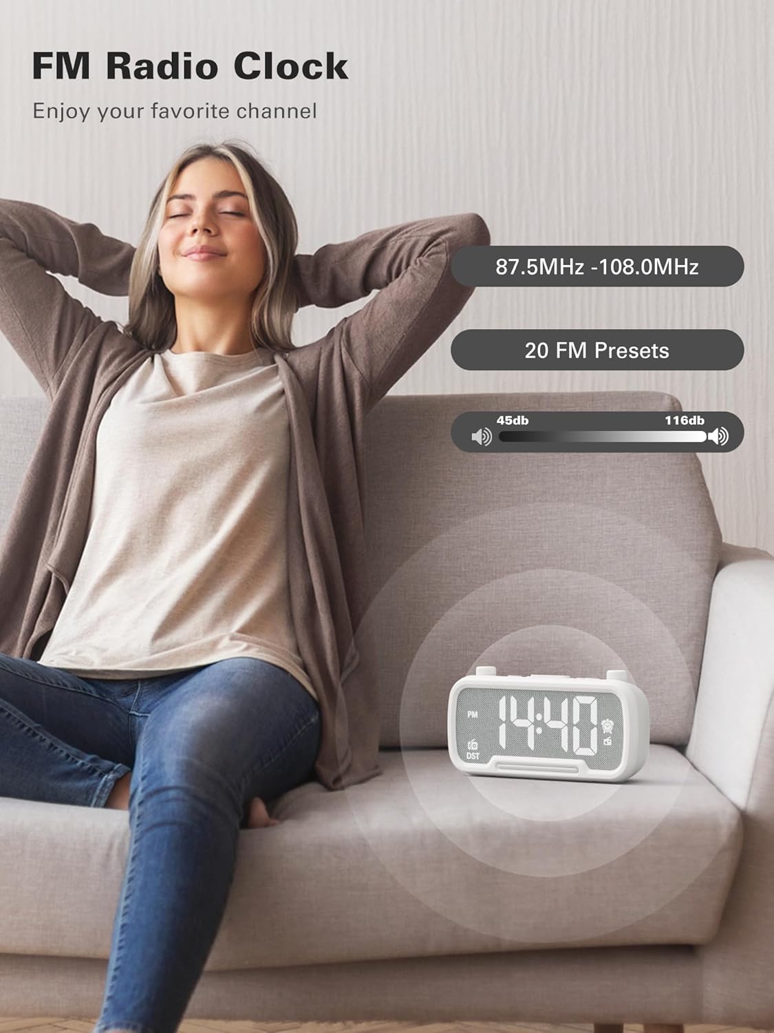 Mesqool Alarm Clock with Bluetooth Speaker and FM Radio