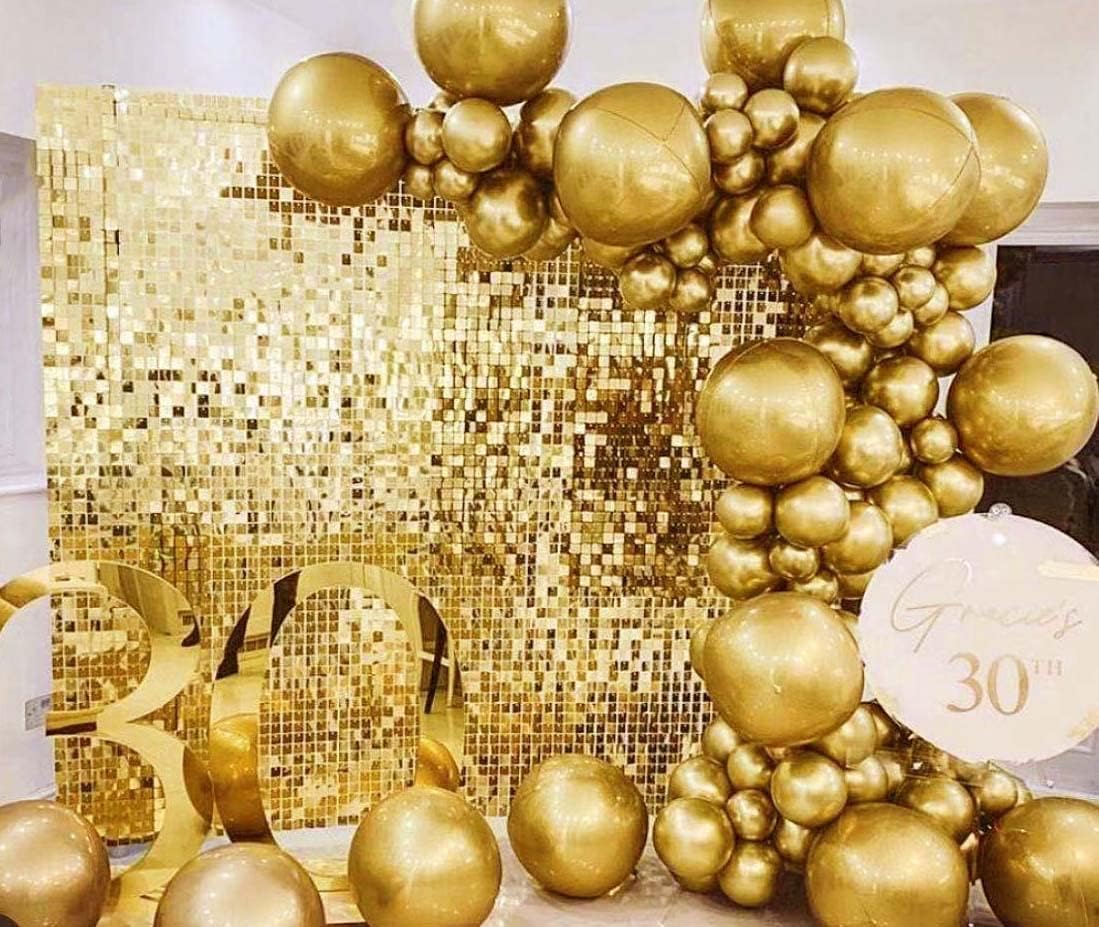 Kate Square Gold Shimmer Wall Sequin Panel Backdrop Pack of 12