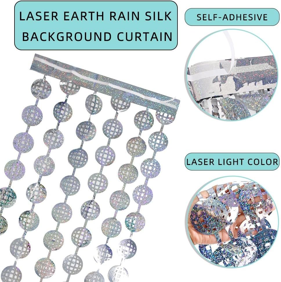 Disco Party Decorations 2 Pack Silvery Foil Curtains