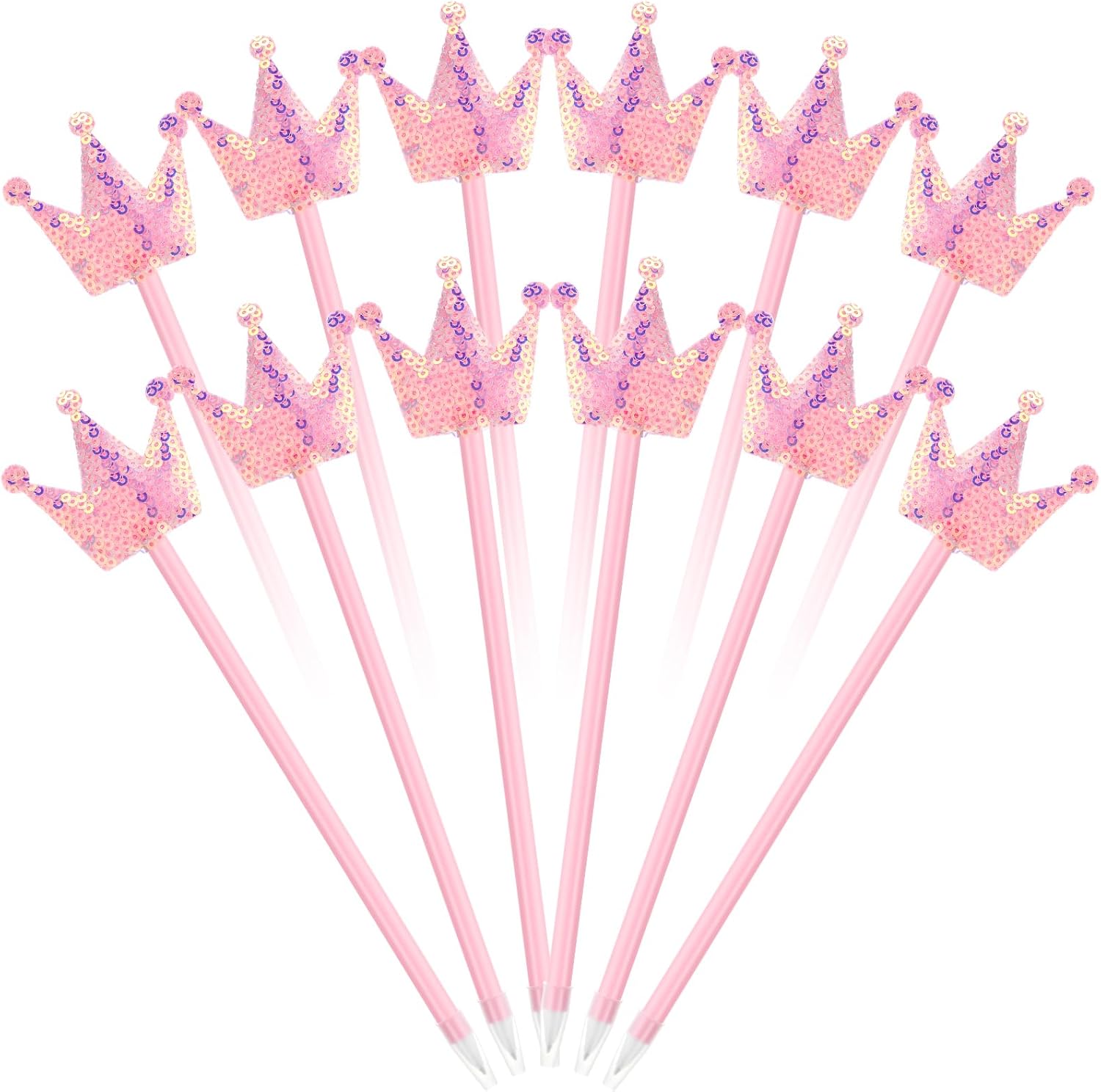 12 Pcs Pink Crown Glitter Ballpoint Pens for Office and Parties