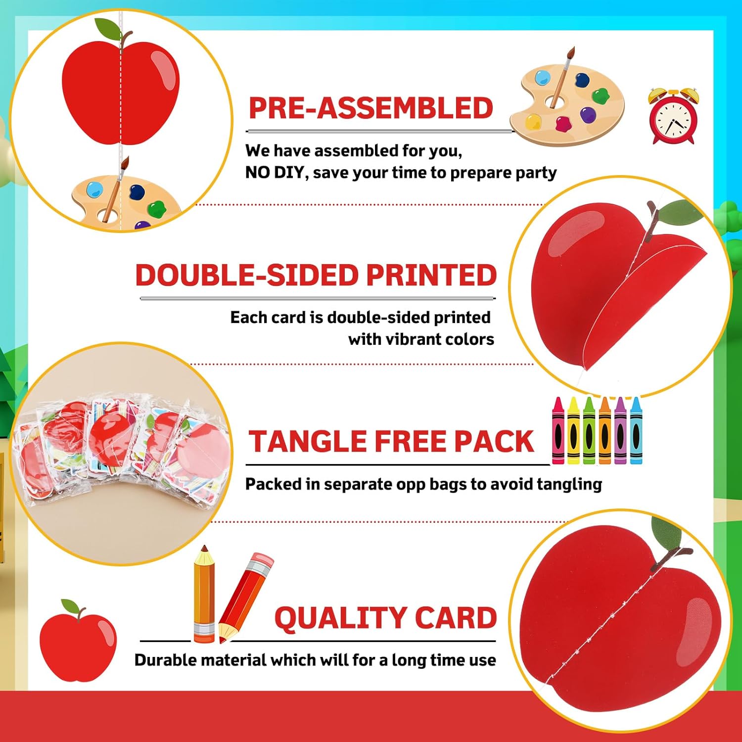 6 Pcs Back to School Garland Decorations