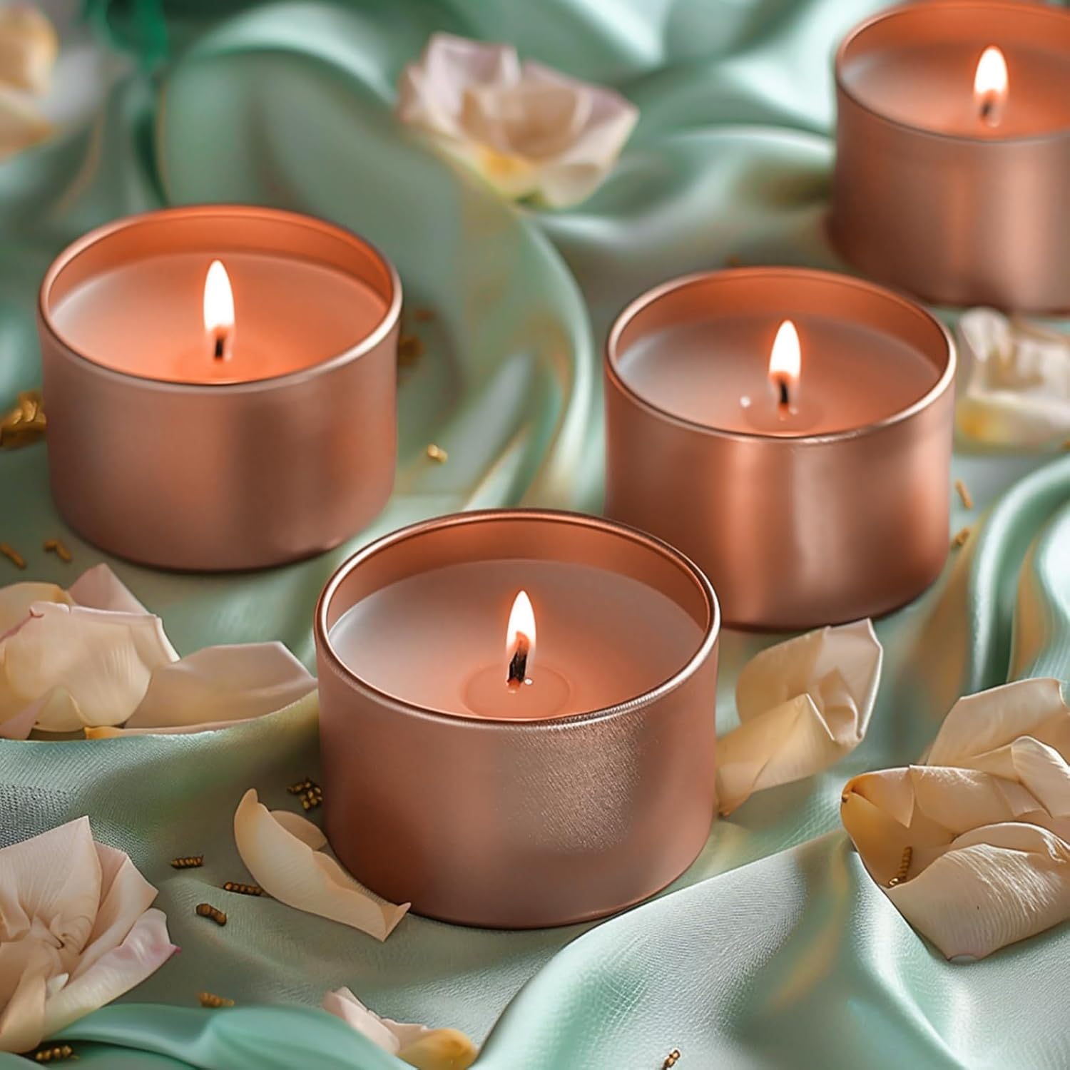 SUPMIND 48 Pack Rose Gold Candle Tins with Lids for Candle Making