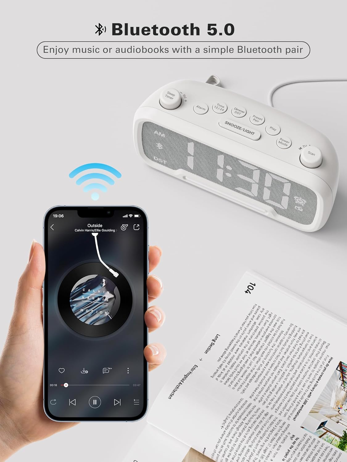 Mesqool Alarm Clock with Bluetooth Speaker and FM Radio