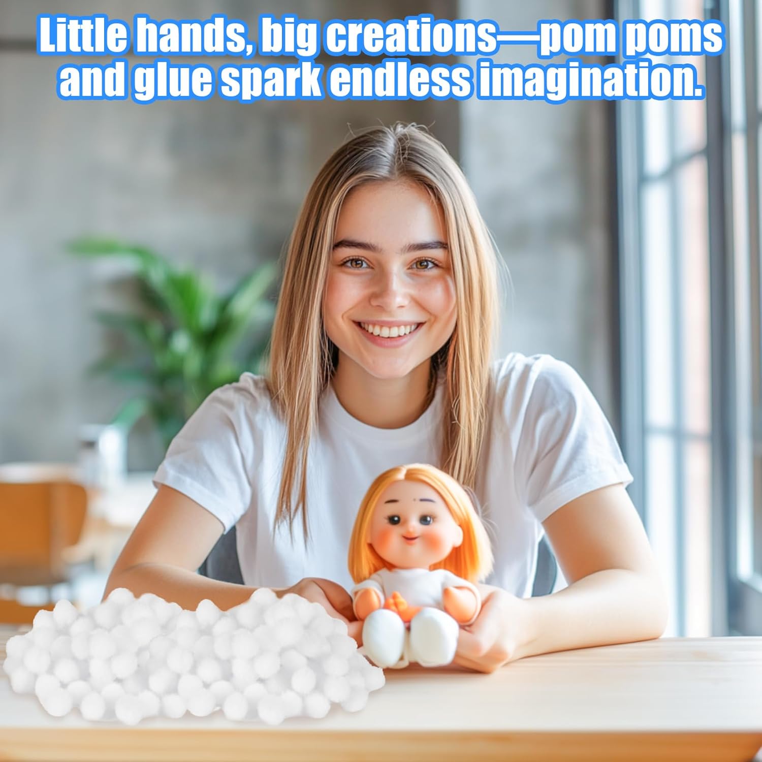 RAINFLOW Pure White Pom Poms 800 Pcs 12 Inch Set