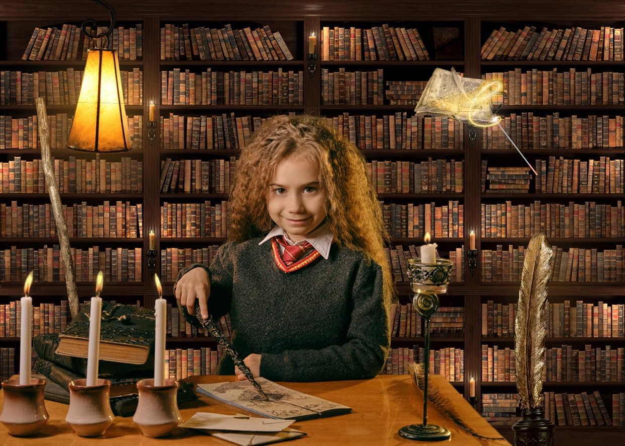 Alltten 7x5FT Magic Bookshelf Halloween Backdrop