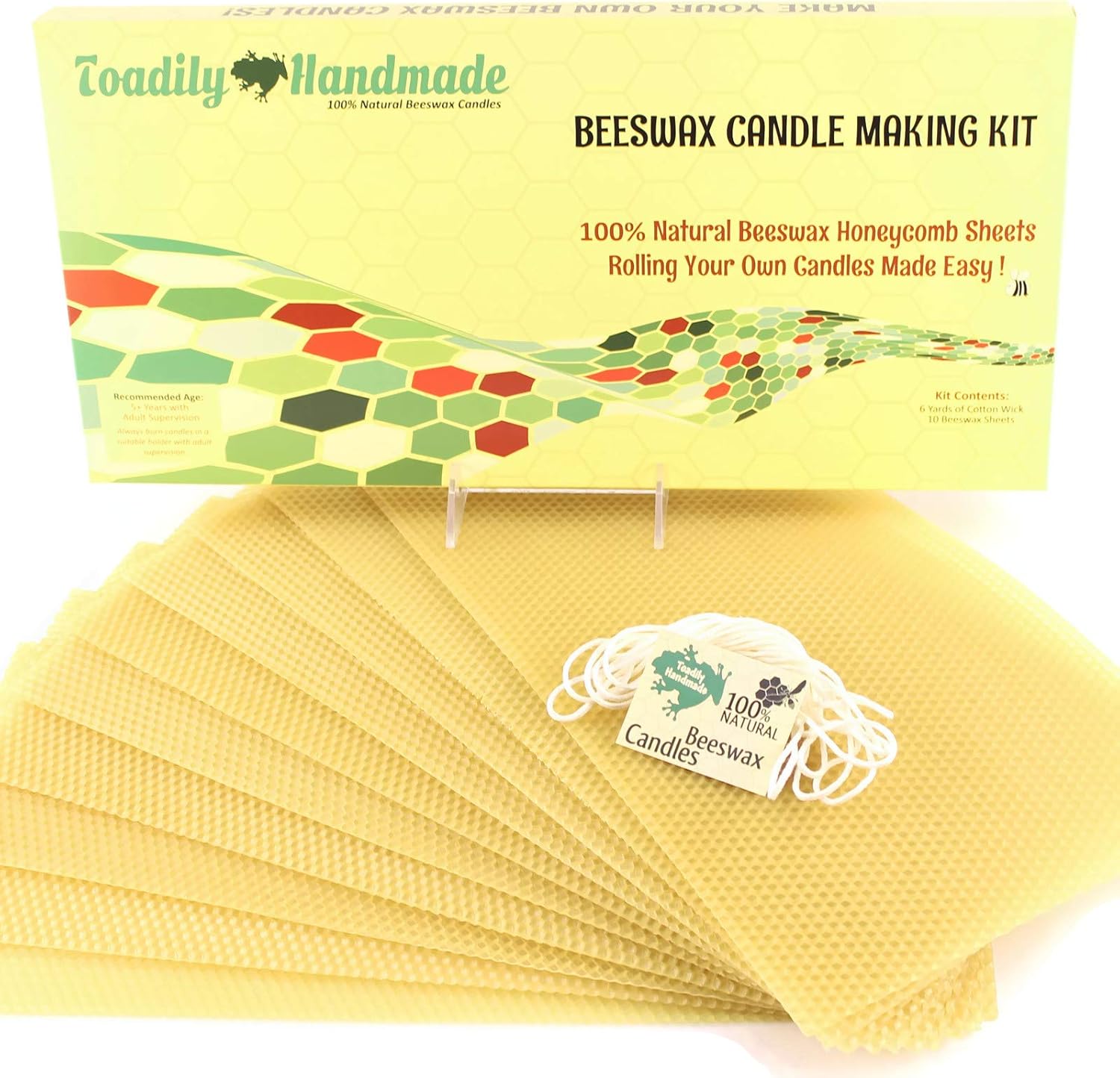 Toadily Handmade Beeswax Candle Kit 10 Sheets 6 Yards Wick