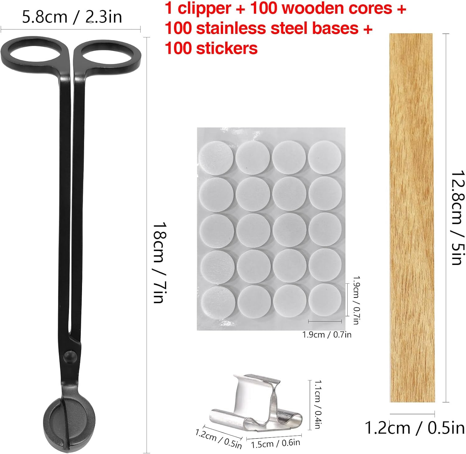 100 Wood Candle Wicks with Iron Stand and Trimmer for DIY