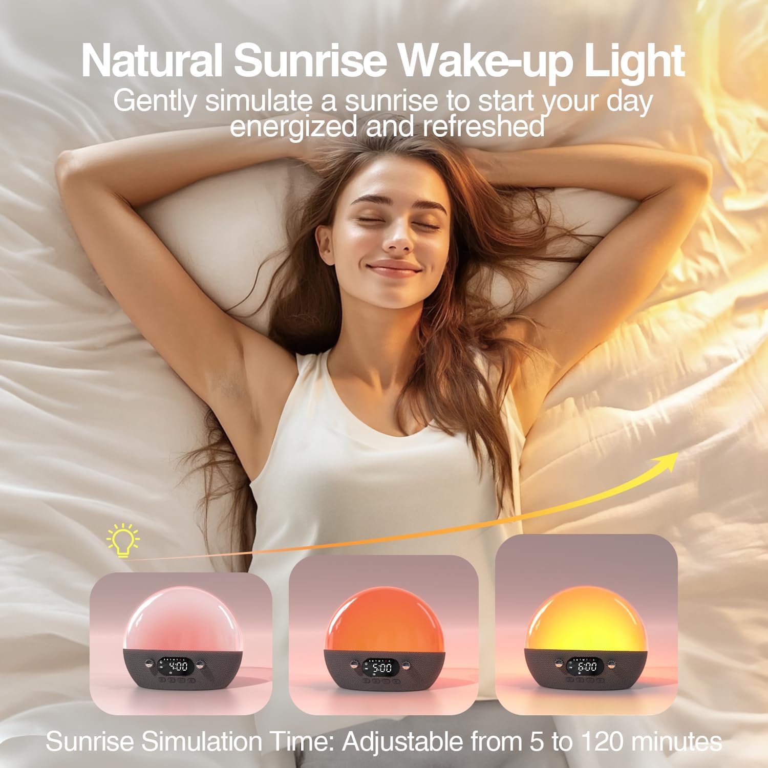 MOMILLA Sunrise Alarm Clock with Bluetooth Speaker