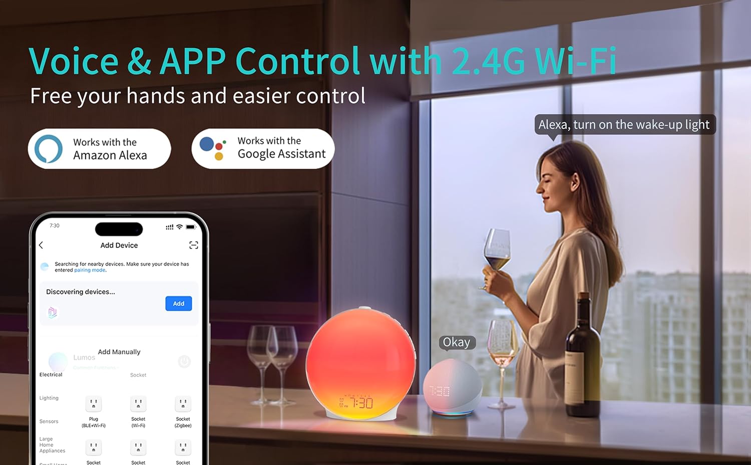 MOMILLA Smart Sunrise Alarm Clock with FM Radio and Sunset Light