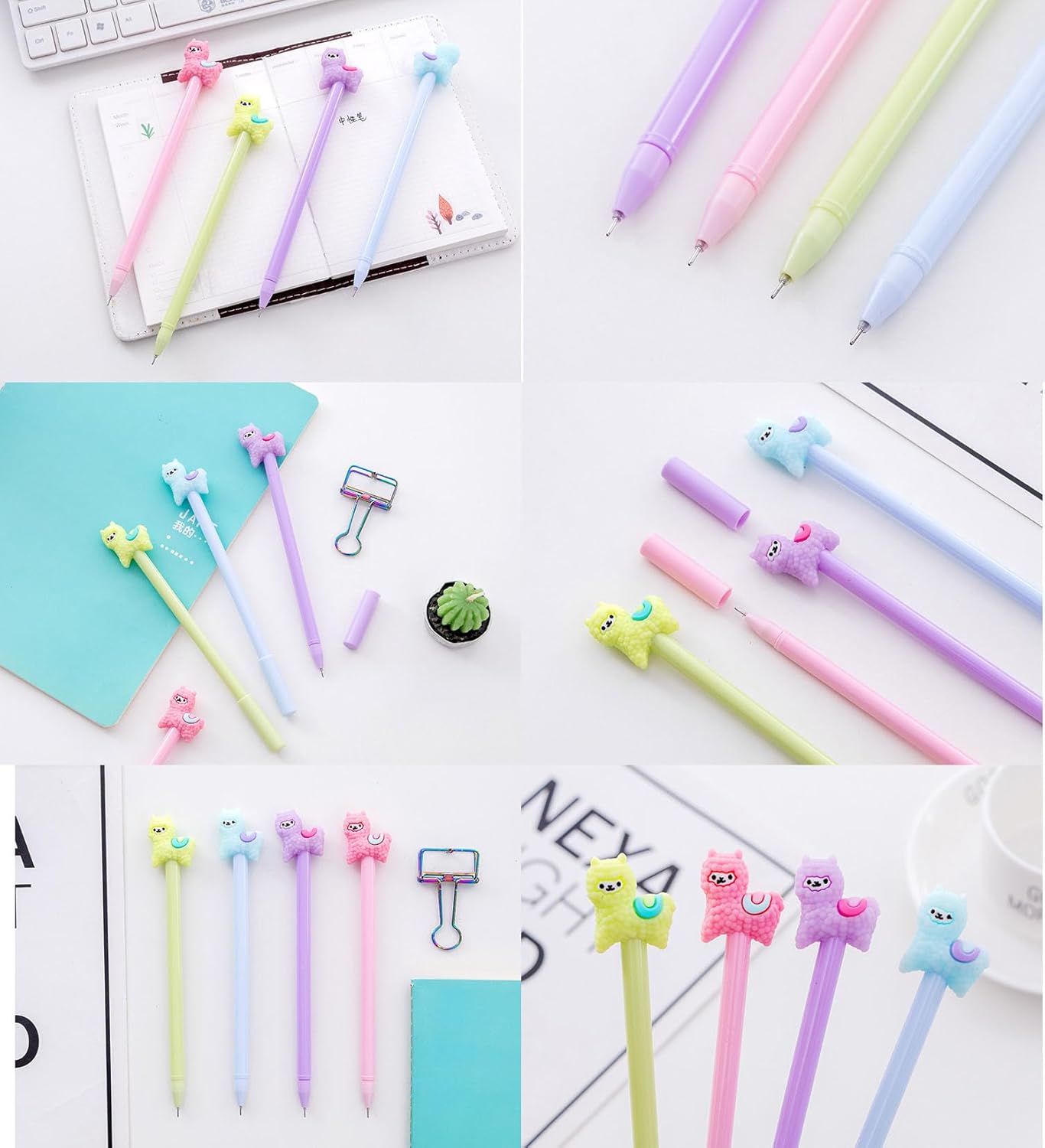 YYaaloa 28pcs Alpaca Shaped Gel Ink Pens 05mm Black