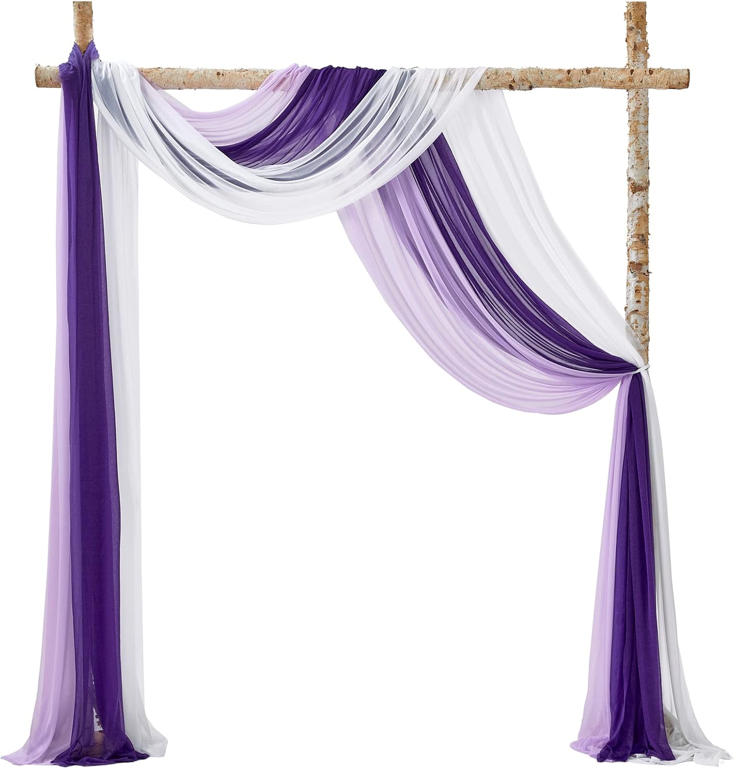 TINGE TIME 3 Panels Gradient Purple Chiffon Wedding Arch Drapery