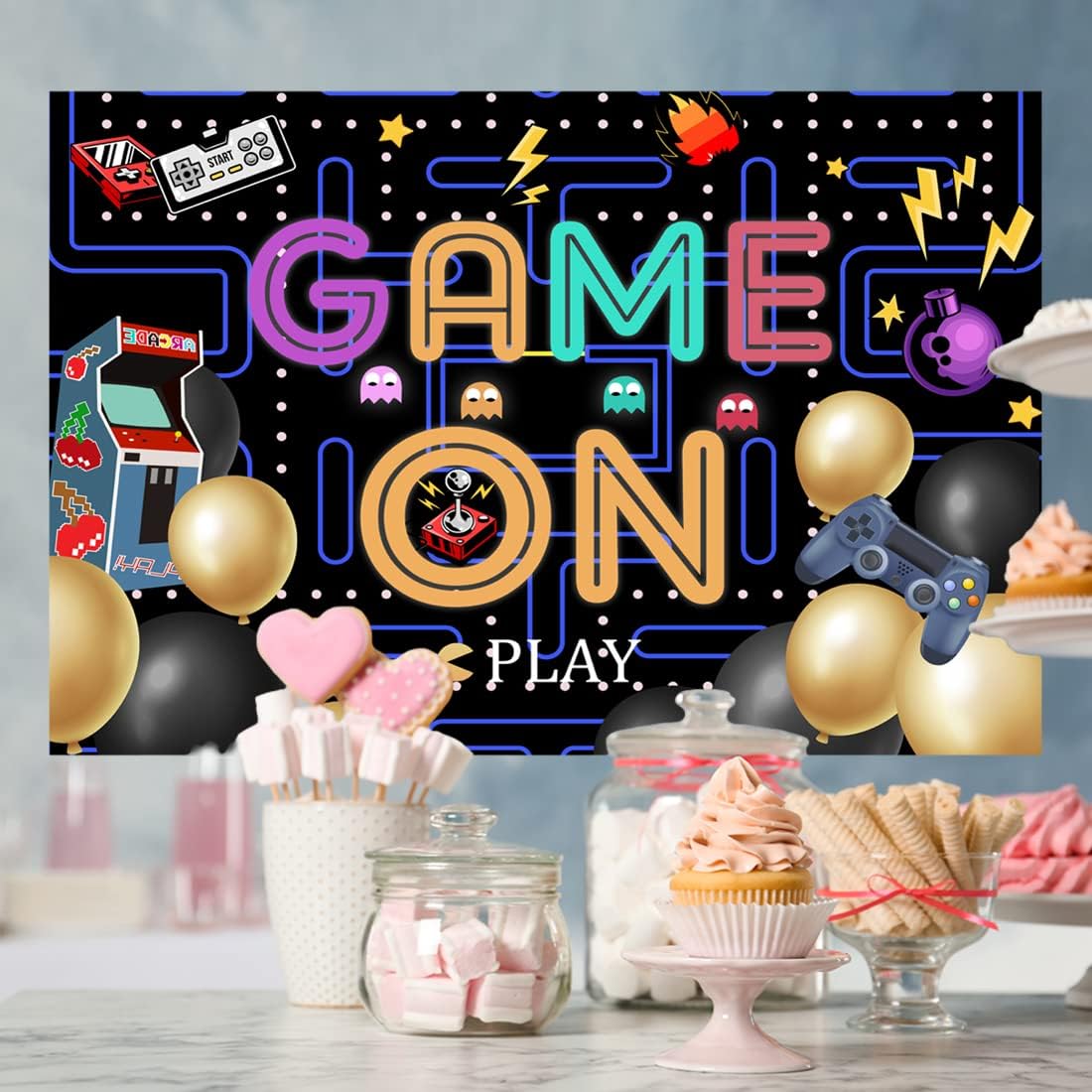 Lofaris 5x3ft Colorful Lights Game On Backdrop