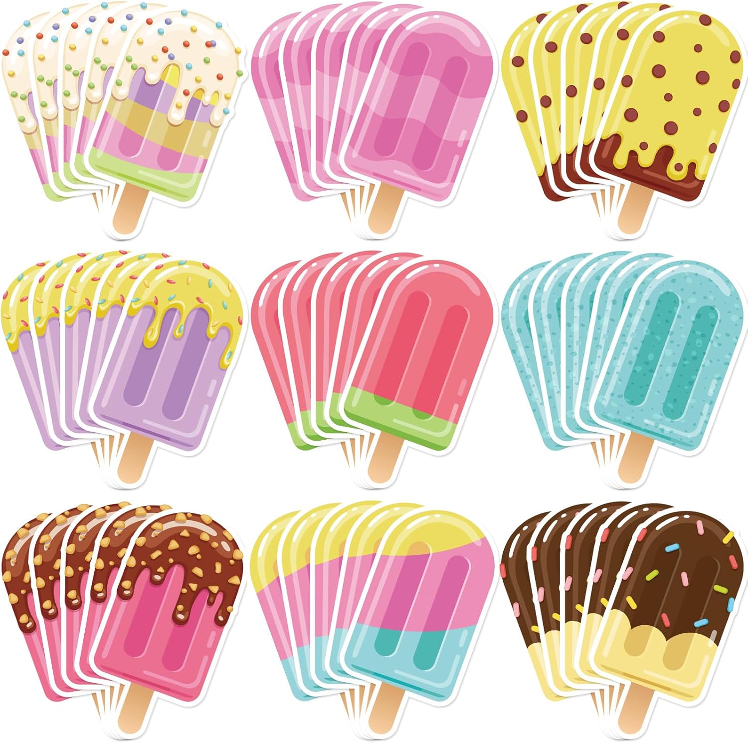 Dianelhall 45 Pcs Ice Pop Birthday Decorations