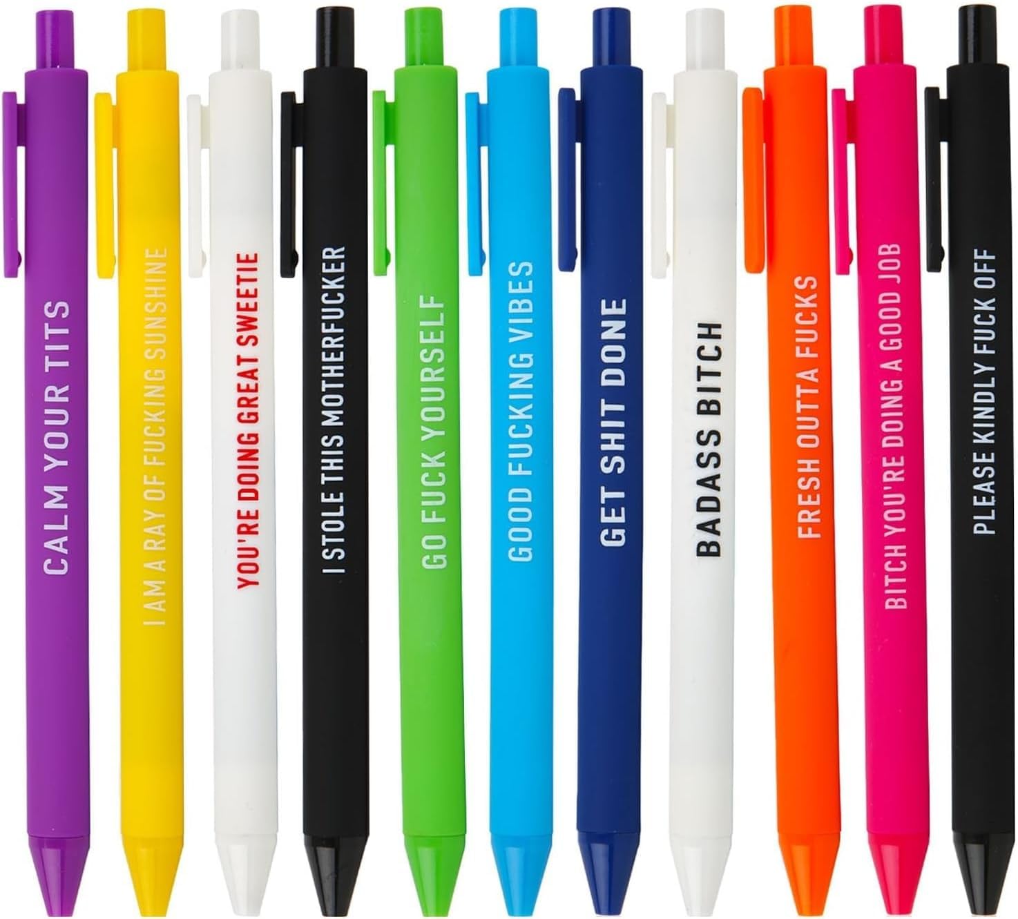 11 Pcs Funny Retractable Pens with Snarky Sayings