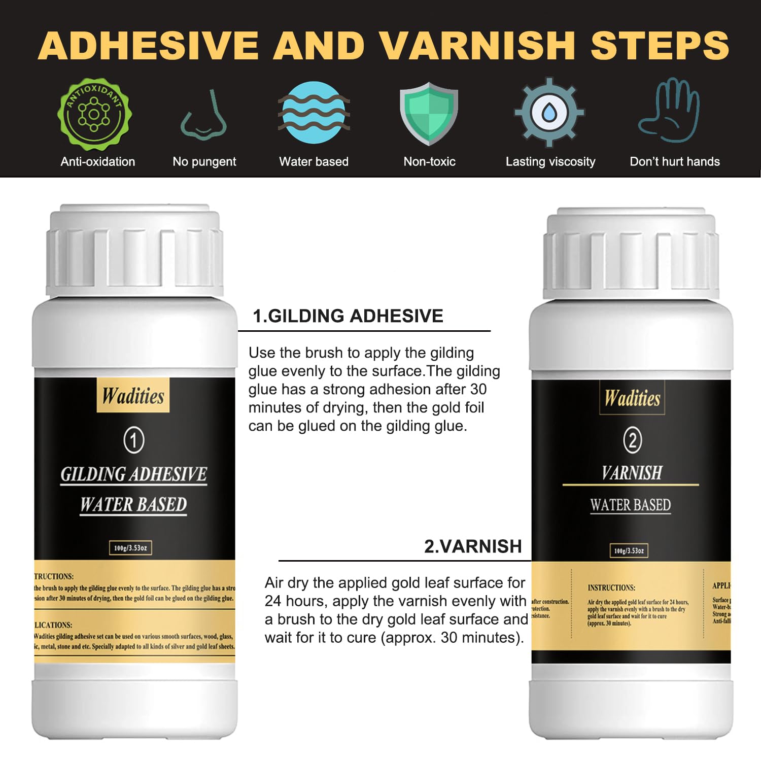 Gold Leaf Gilding Adhesive Set for Arts and Crafts