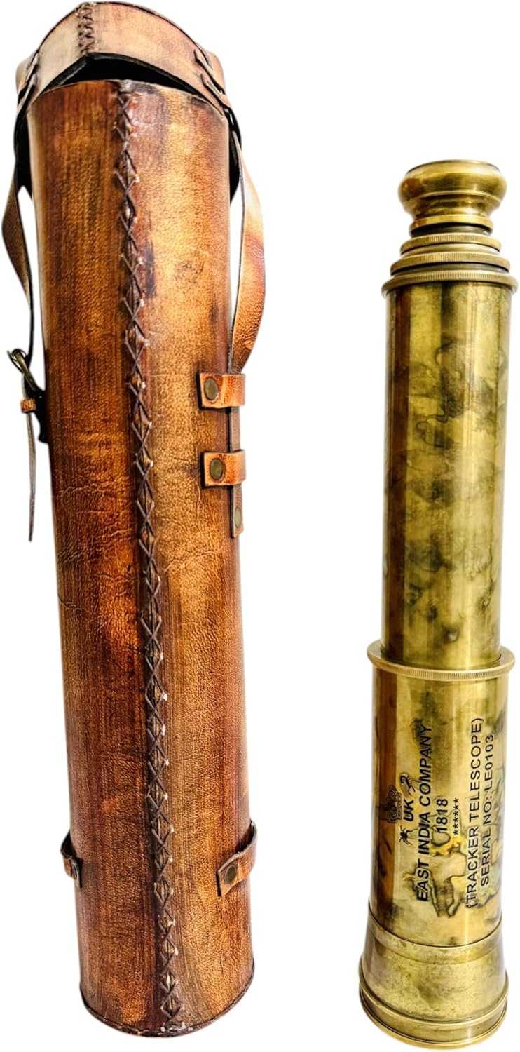 32 Inches Solid Brass Telescope with Antique Leather Cover