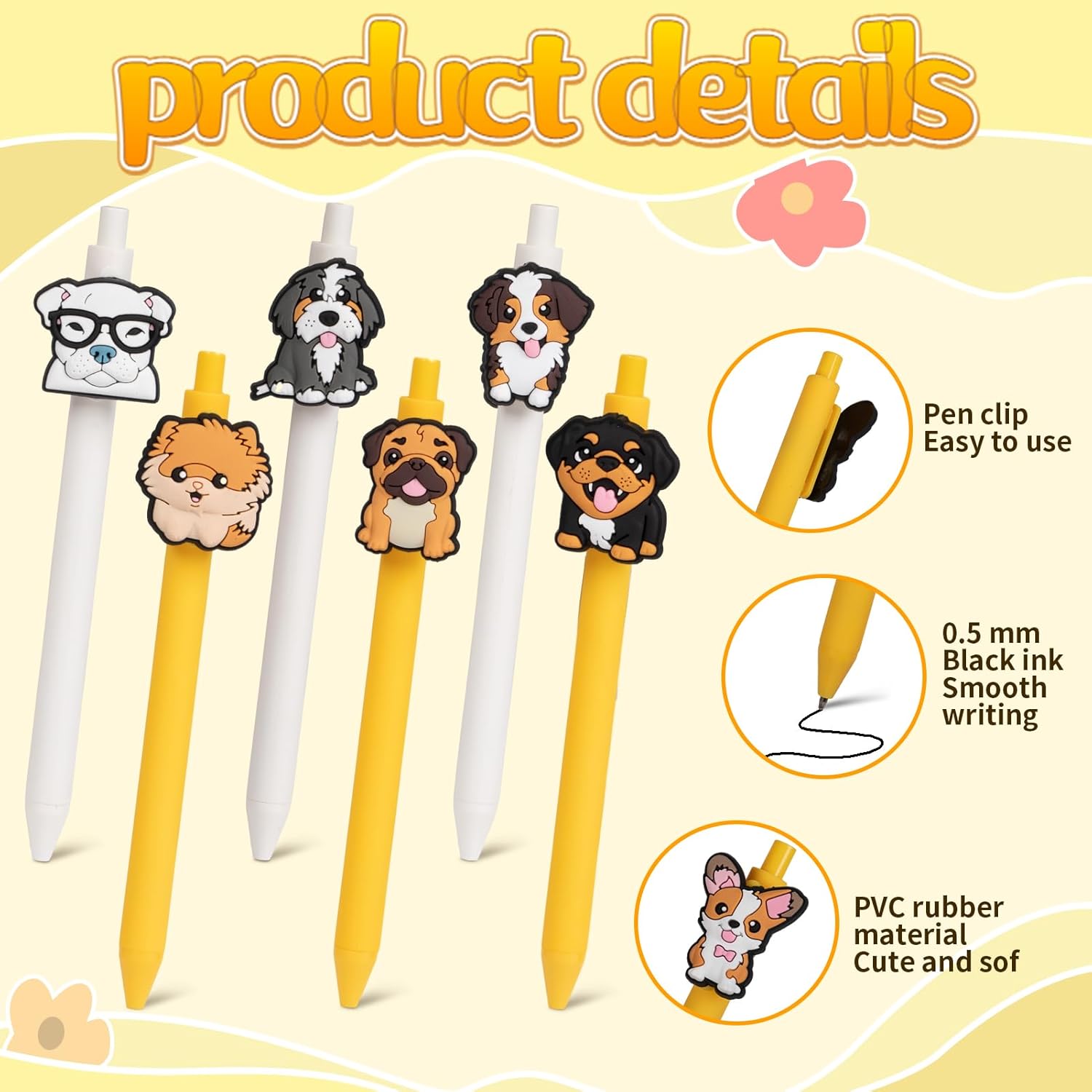 10 Piece Dog Themed Ballpoint Pen Set for Kids