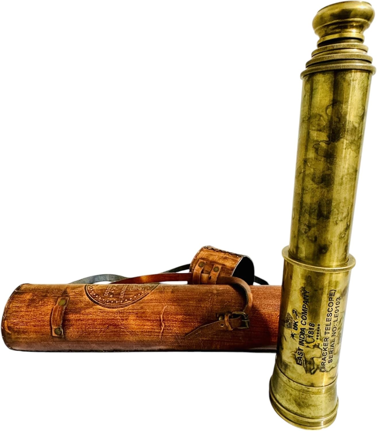 32 Inches Solid Brass Telescope with Antique Leather Cover