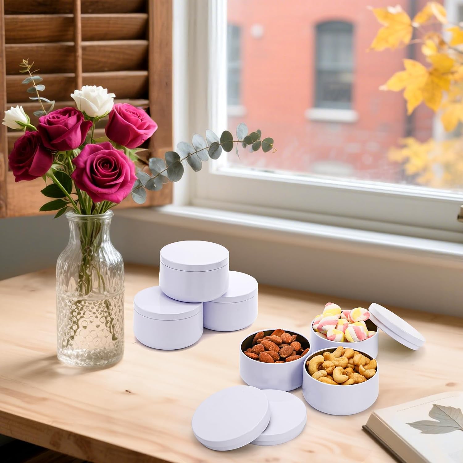 ZENFUN 24 Pack White Candle Tins with Lids