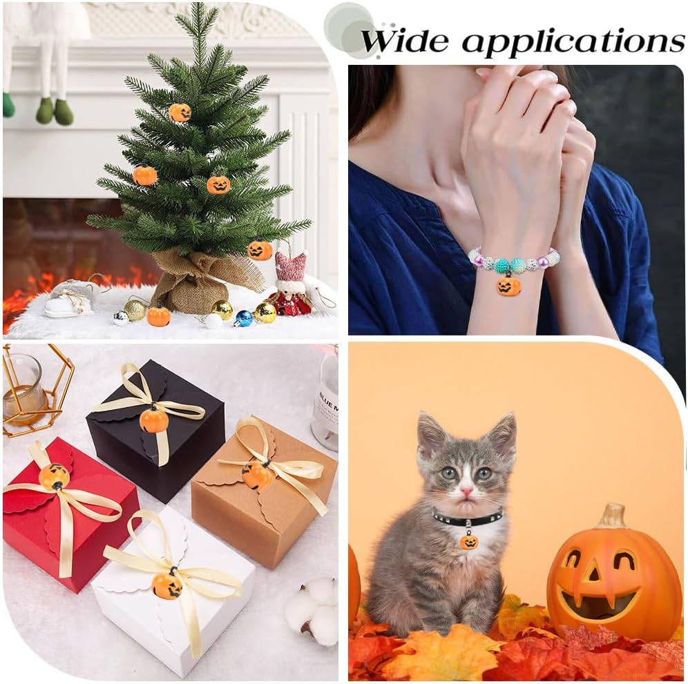 GORGECRAFT 20Pcs Mini Pumpkin Jingle Bell Beads