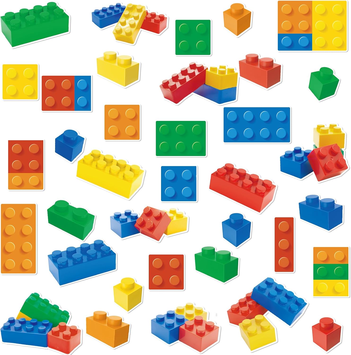 Seajan 72 Pcs Building Blocks Wall Cutouts Decorations