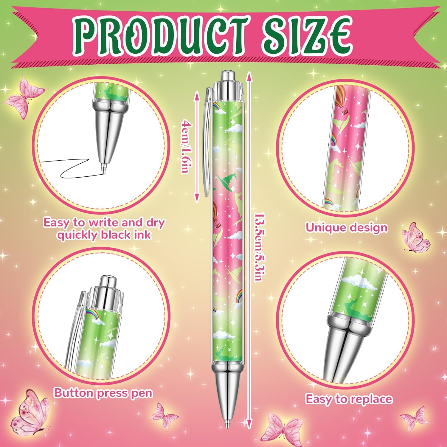 24 Pcs Witch Themed Ballpoint Pens Halloween Party Favors