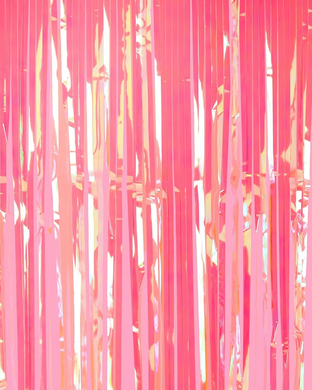 Hot Pink Iridescent Fringe Foil Curtains - Set of 2