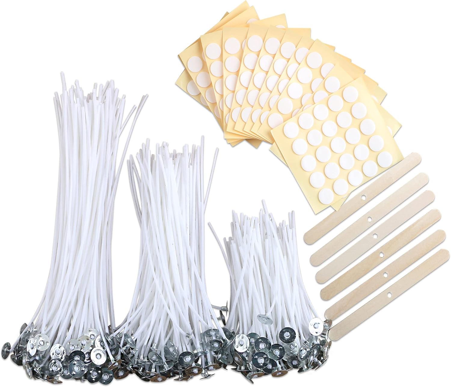 MILIVIXAY 300pcs Cotton Candle Wicks Kit with Stickers and Holders