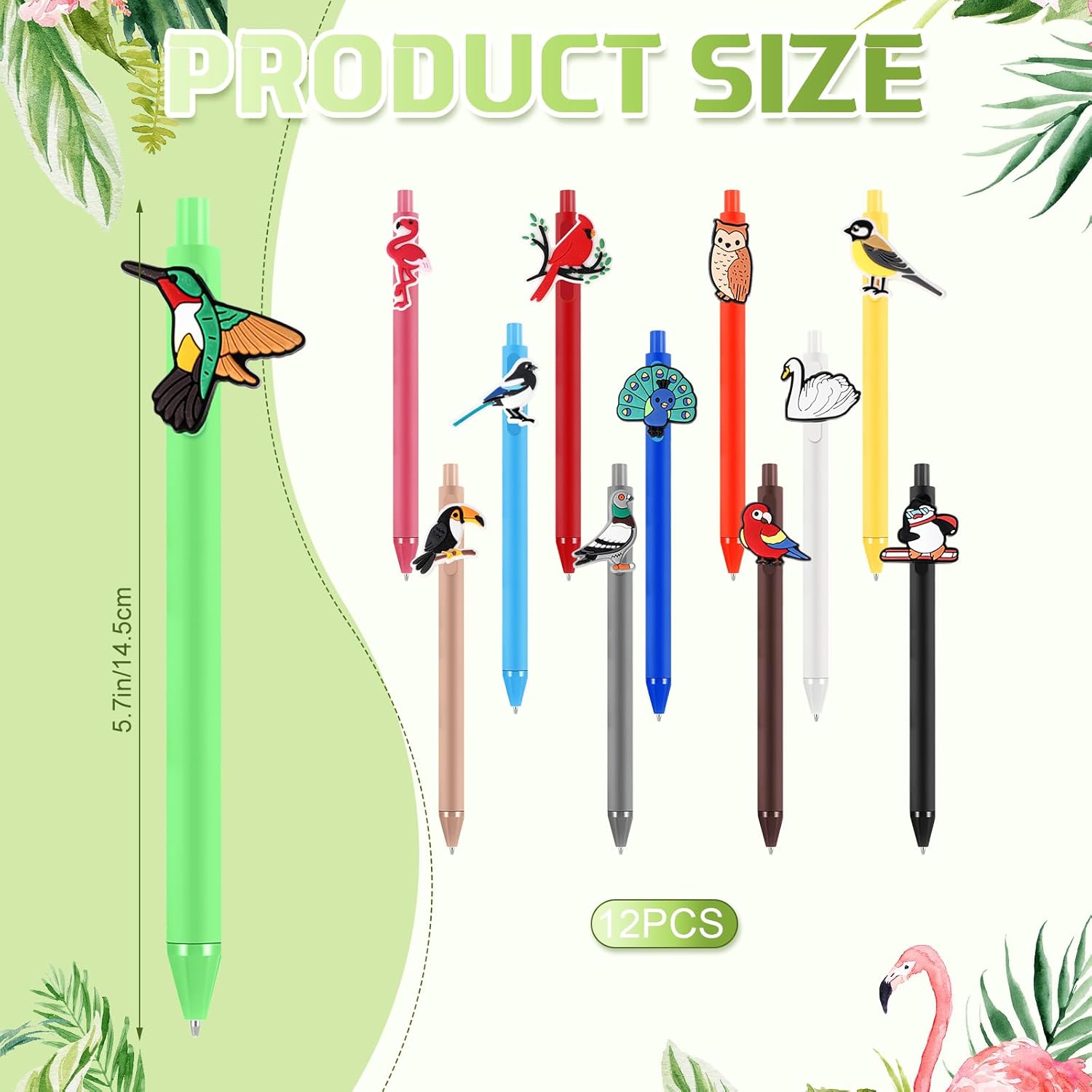 12 Pcs Bird Themed Ballpoint Pens for Bird Lovers