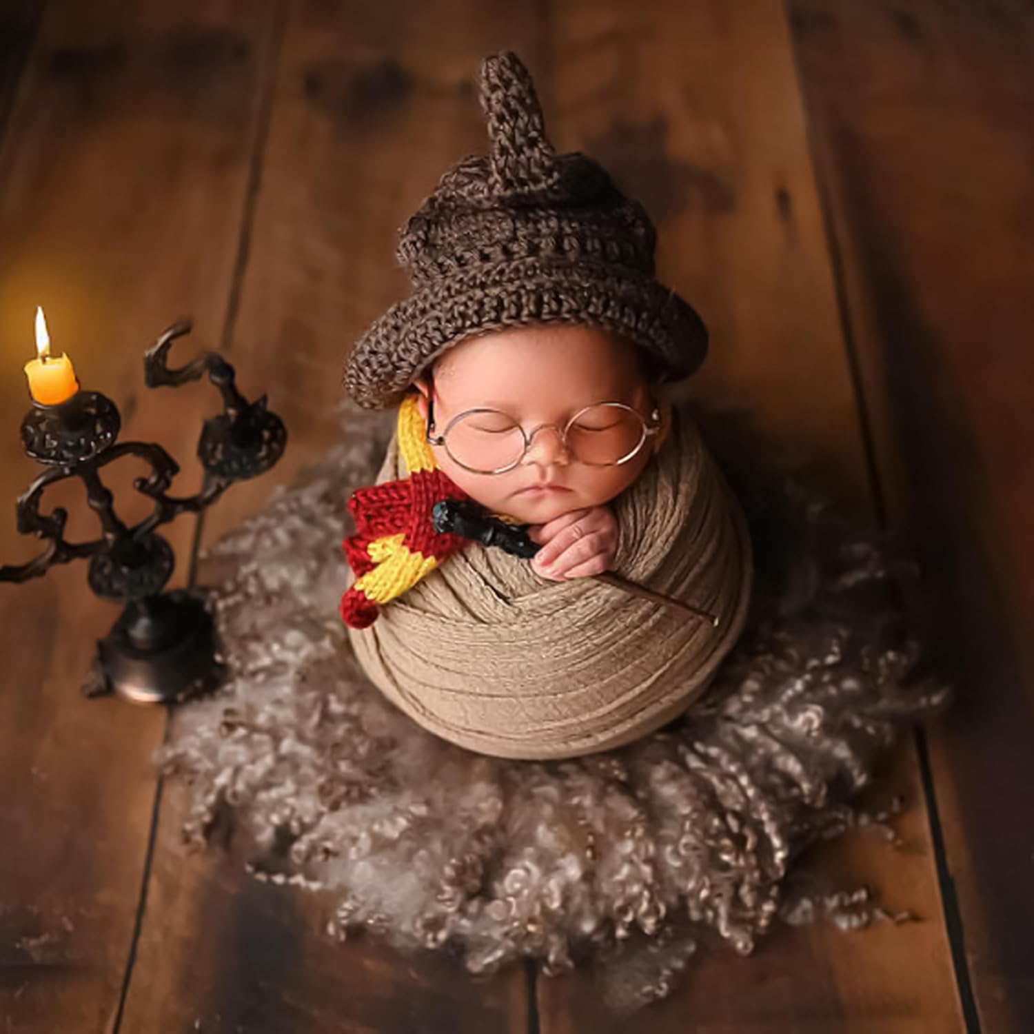 4PCS Newborn Wizard Costume Props Set