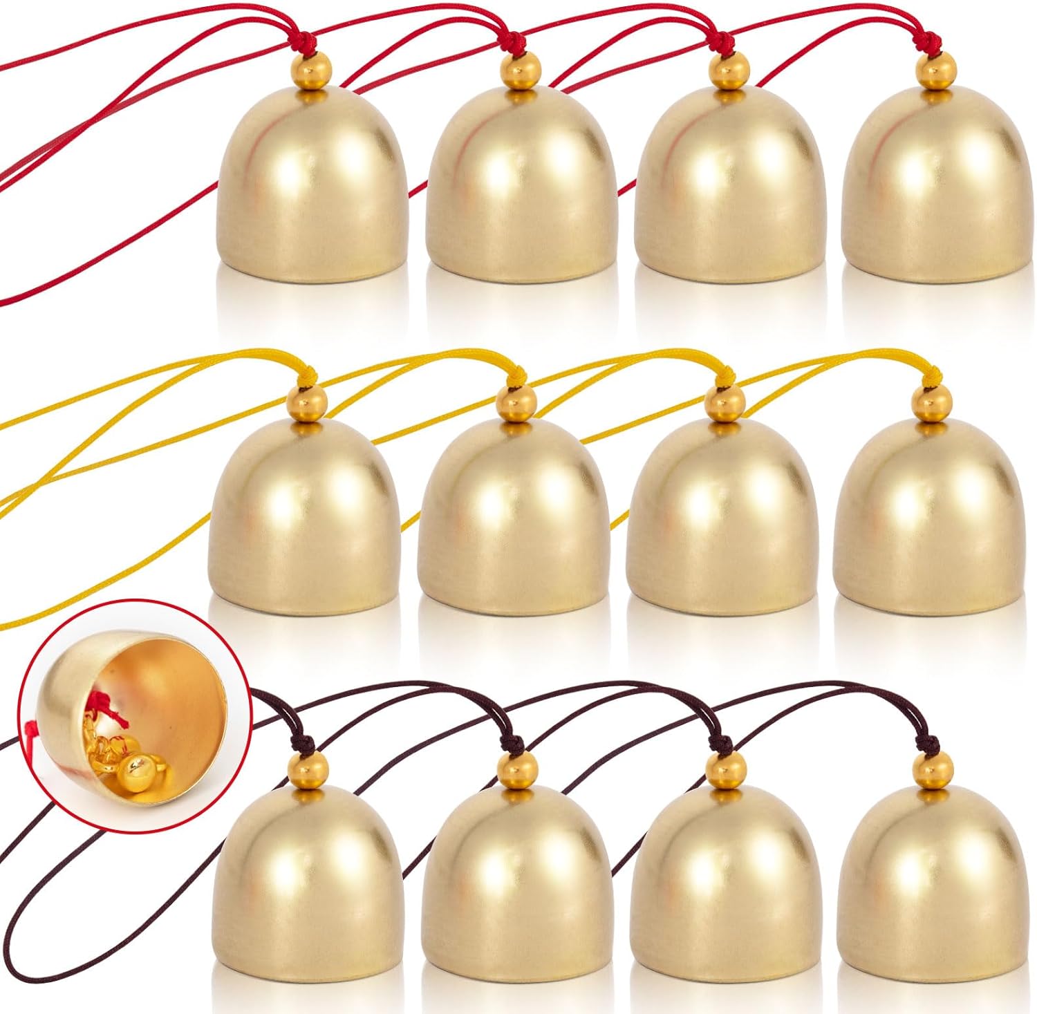 YGAOHF 12 Pcs Gold Bells with Hanging Rope